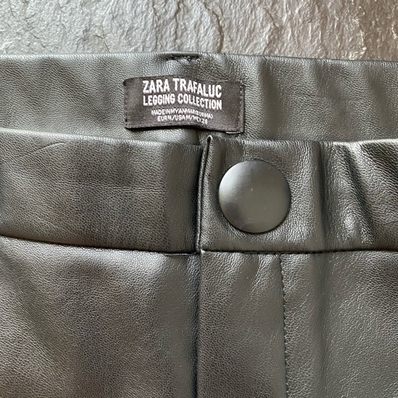Zara Teen faux leather legging with button and zip - Picture 1 of 10